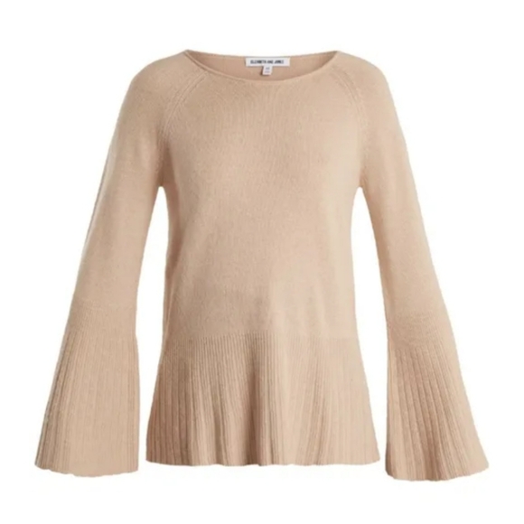 ELIZABETH & JAMES Clarette Bell Sleeve Sweater Wool Cashmere Ruffle Hem MEDIUM - Picture 1 of 11